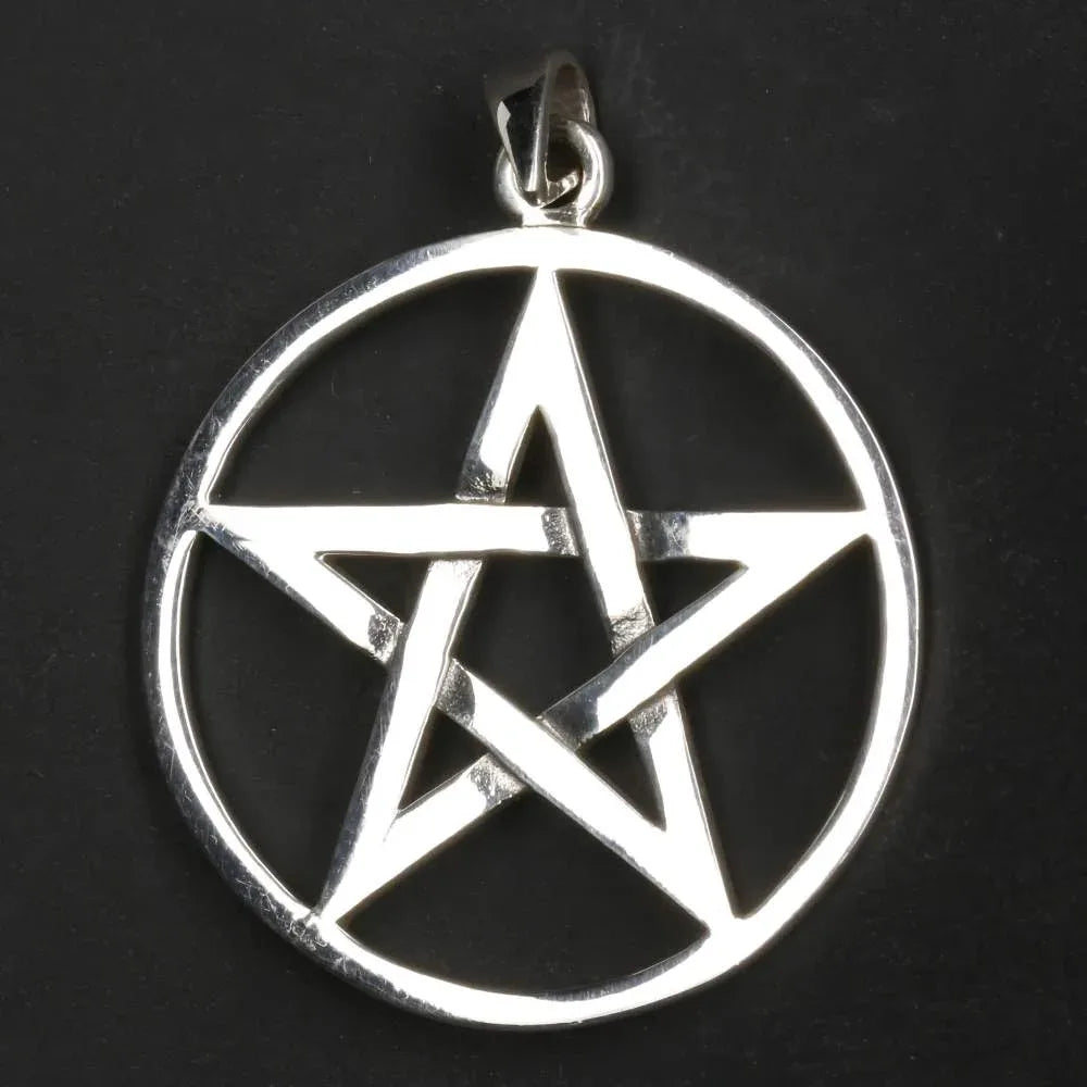 Großes Pentagramm massiver 925er Silber Anhänger Wicca Drudenfuß 