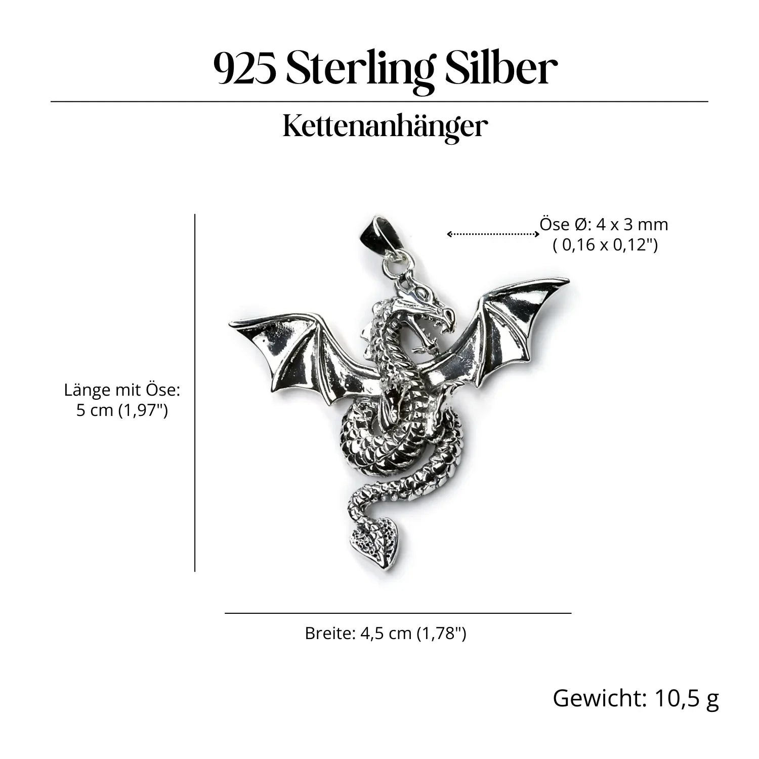 Drachen Silberanhänger massives Sterlingsilber ausgefallenes Design