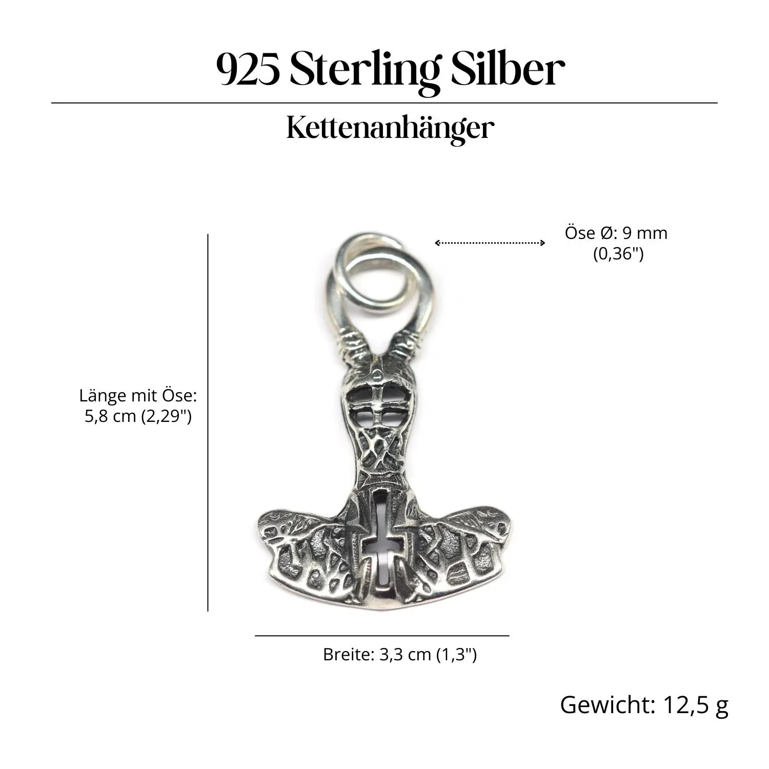 Thorshammer Schmuckanhänger 925-er Silber Amulett