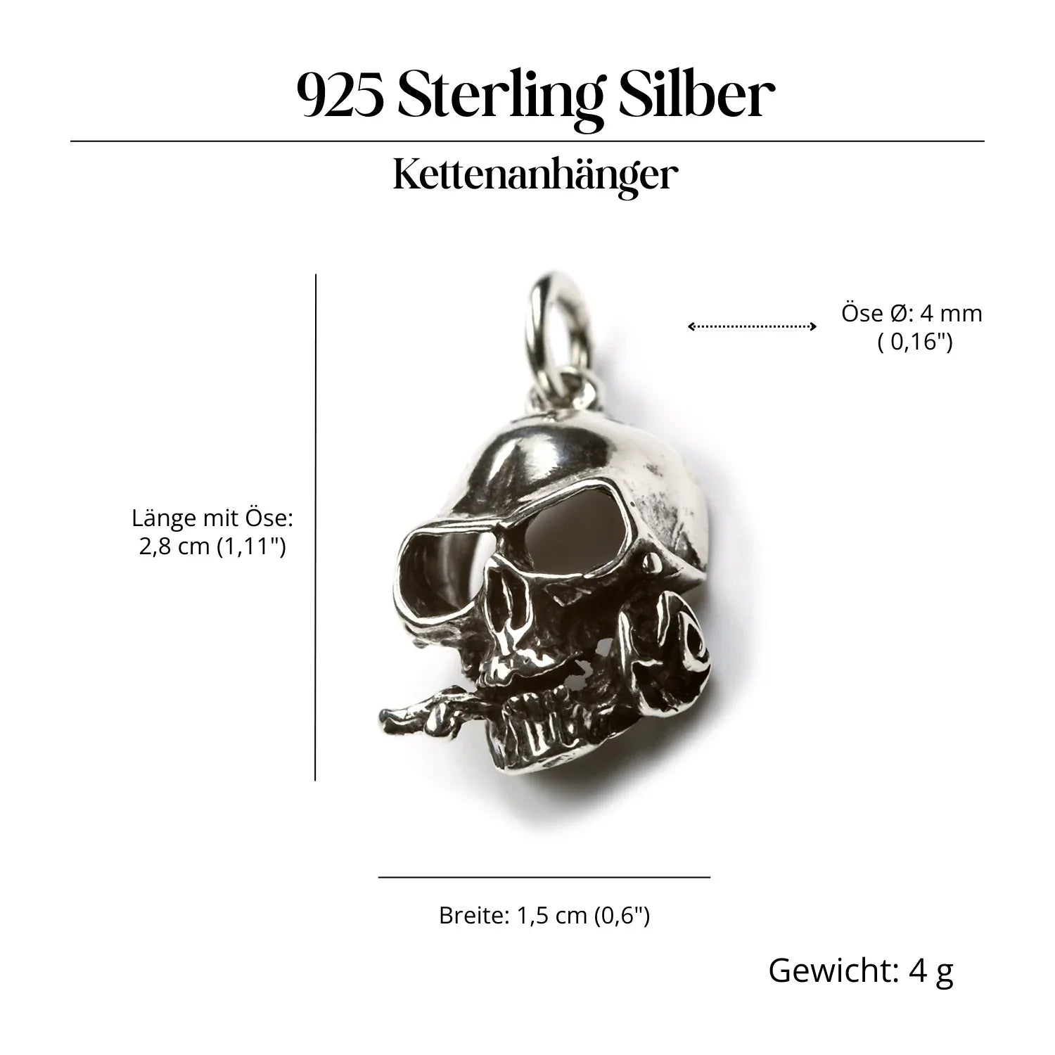 Totenkopf Silberanhänger massives Sterlingsilber ausgefallenes Design