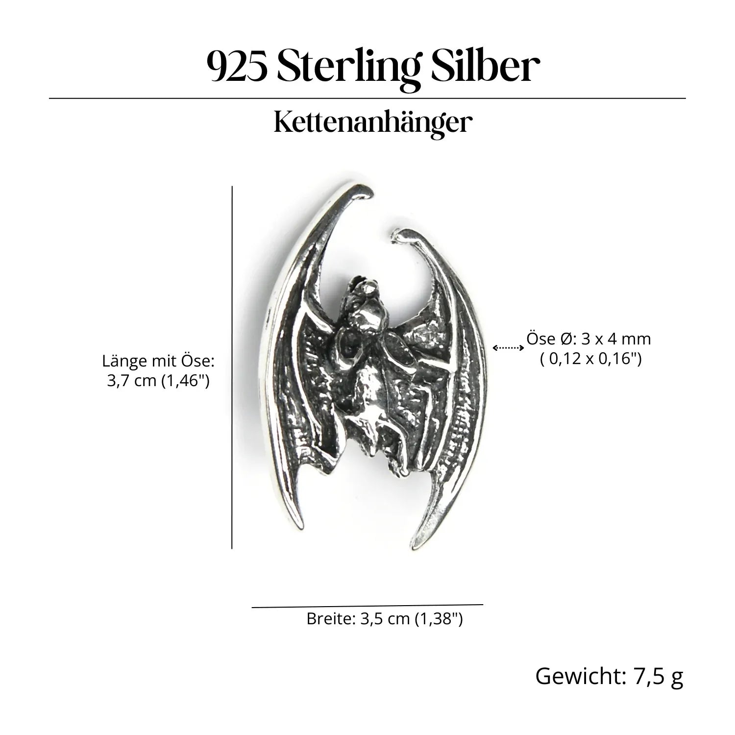 Fledermaus Silberanhänger massives Sterlingsilber ausgefallenes Design