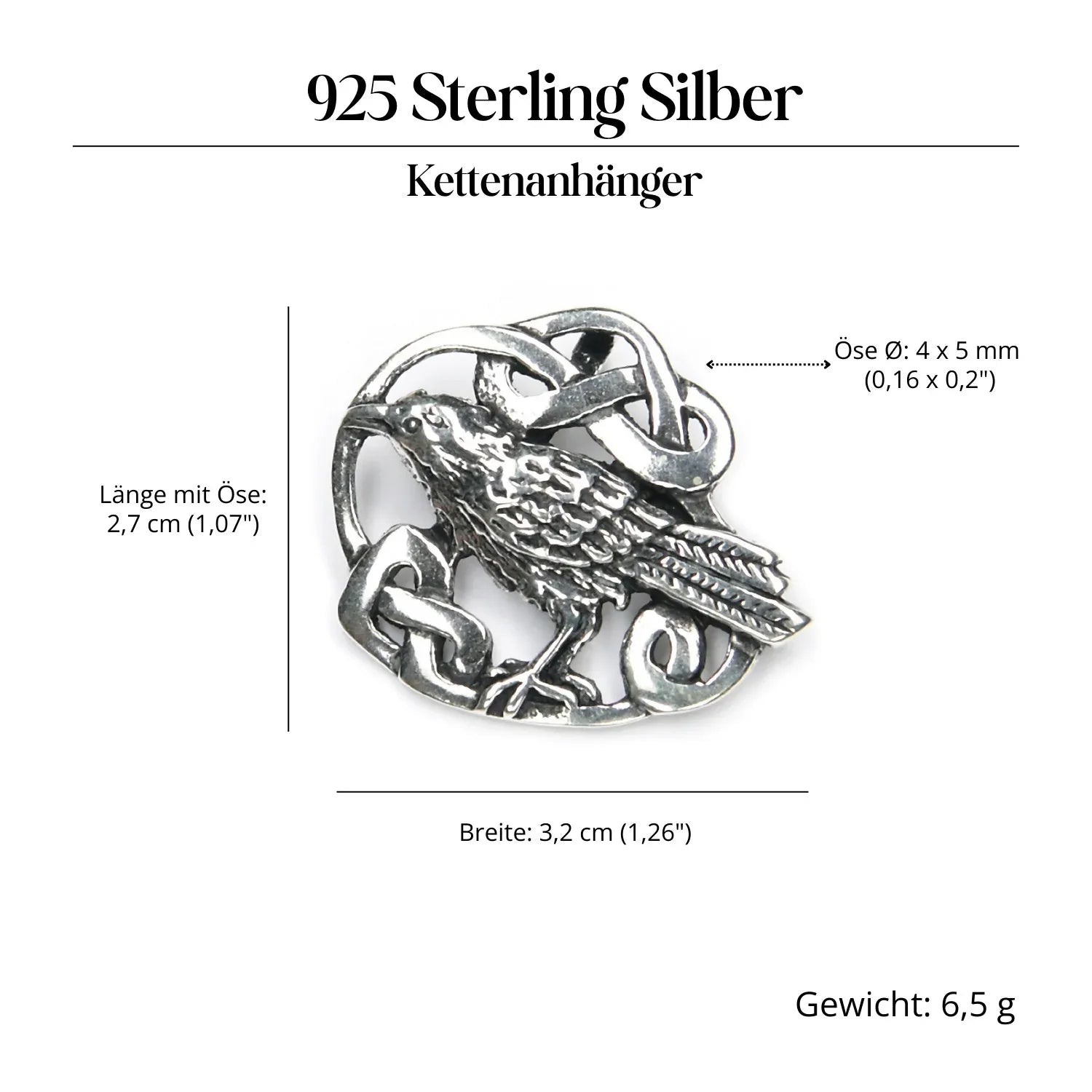 Rabe Silberanhänger massives Sterlingsilber ausgefallenes Design