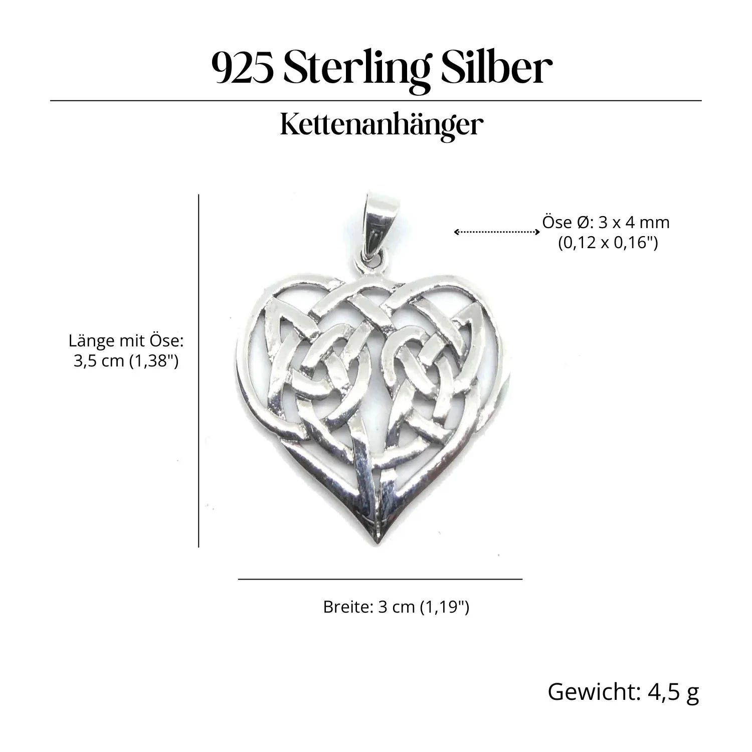 Keltisches Herz Silberanhänger massives Sterlingsilber ausgefallenes Design