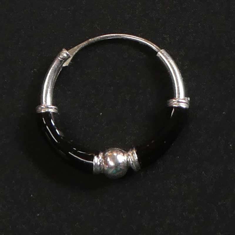Creole 925 Silber Ohrring schwarz 12mm