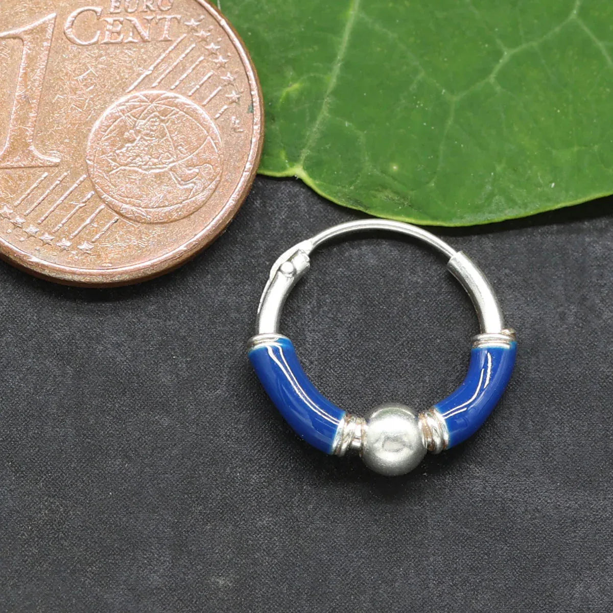 Ohrring blau farbig Kugel Silber 925