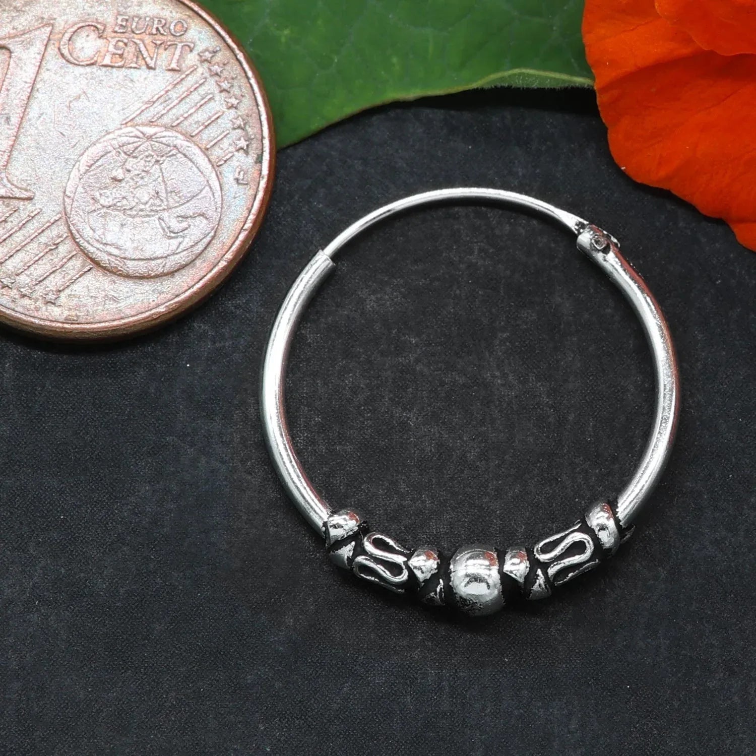 Creole earring 18mm / 1.2mm ball 925 silver jewelry