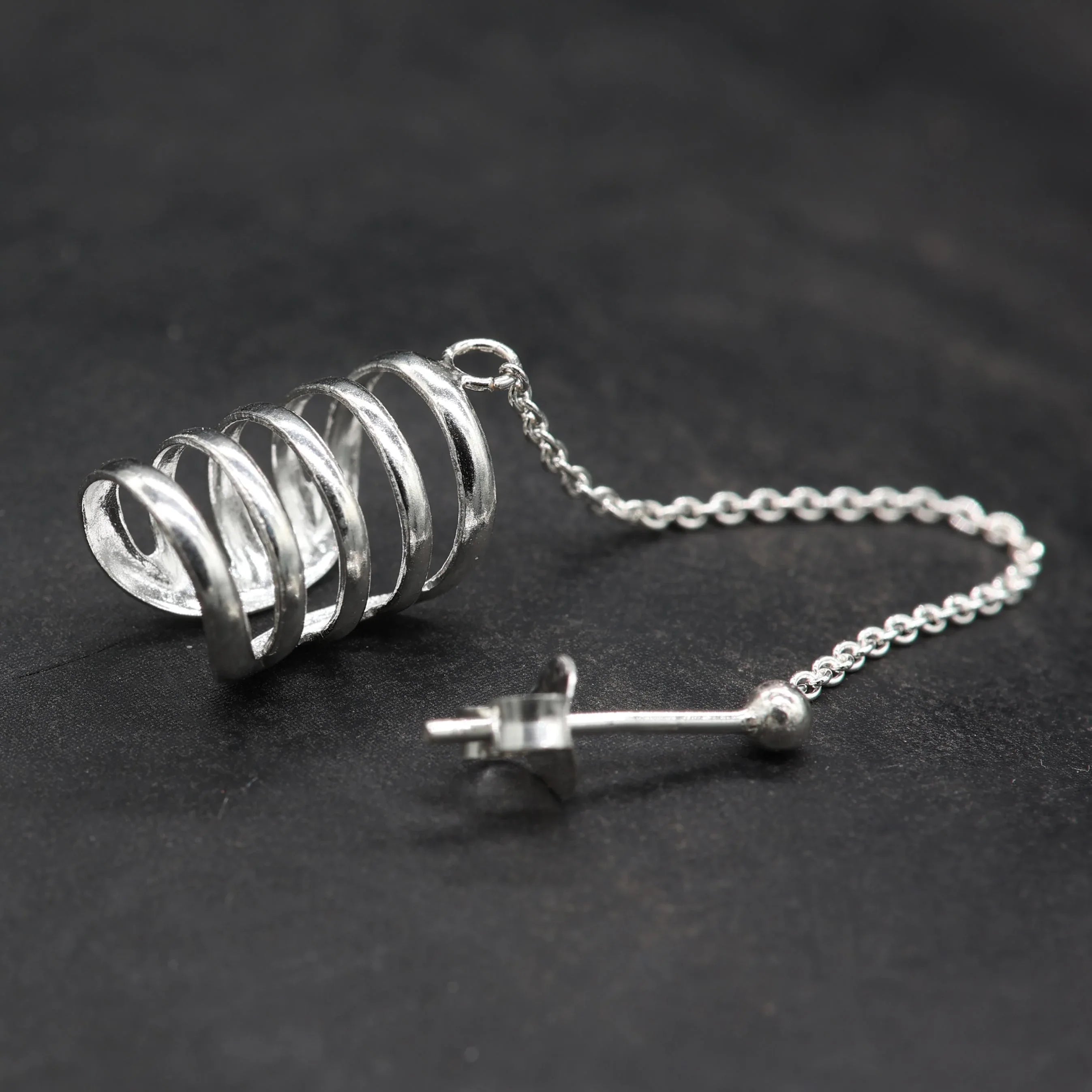 Ohrschmuck Silber 5er-ringe Ohrklemme mit Ohrstecker 
