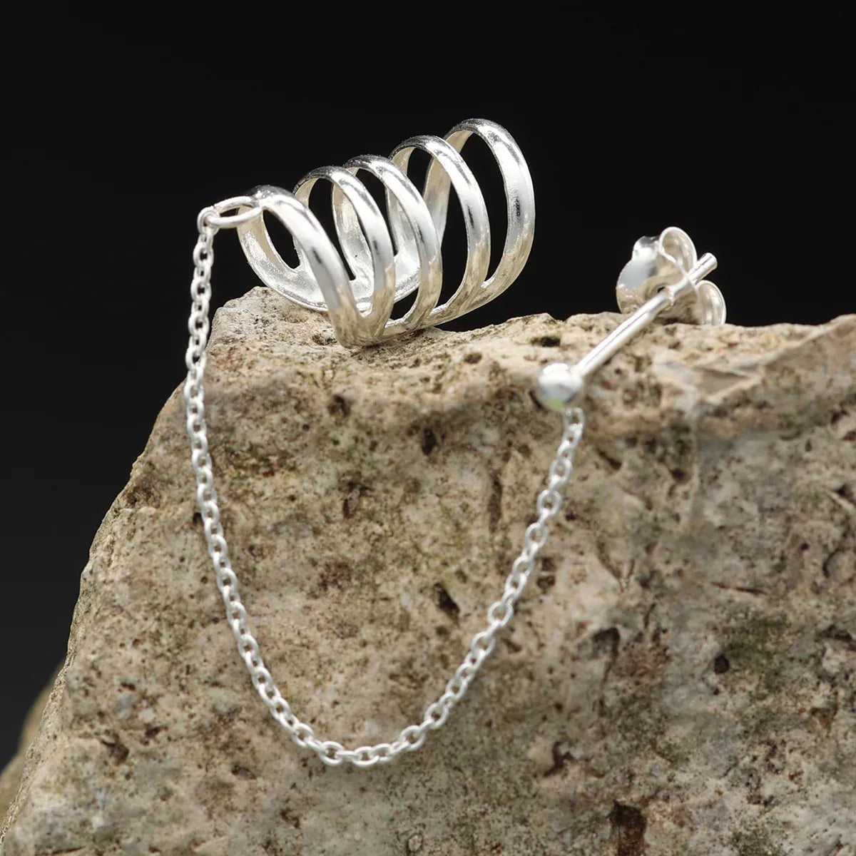 Ohrklemme mit Kette feiner Ohrring ohne Ohrloch ausgefallener Ohrschmuck