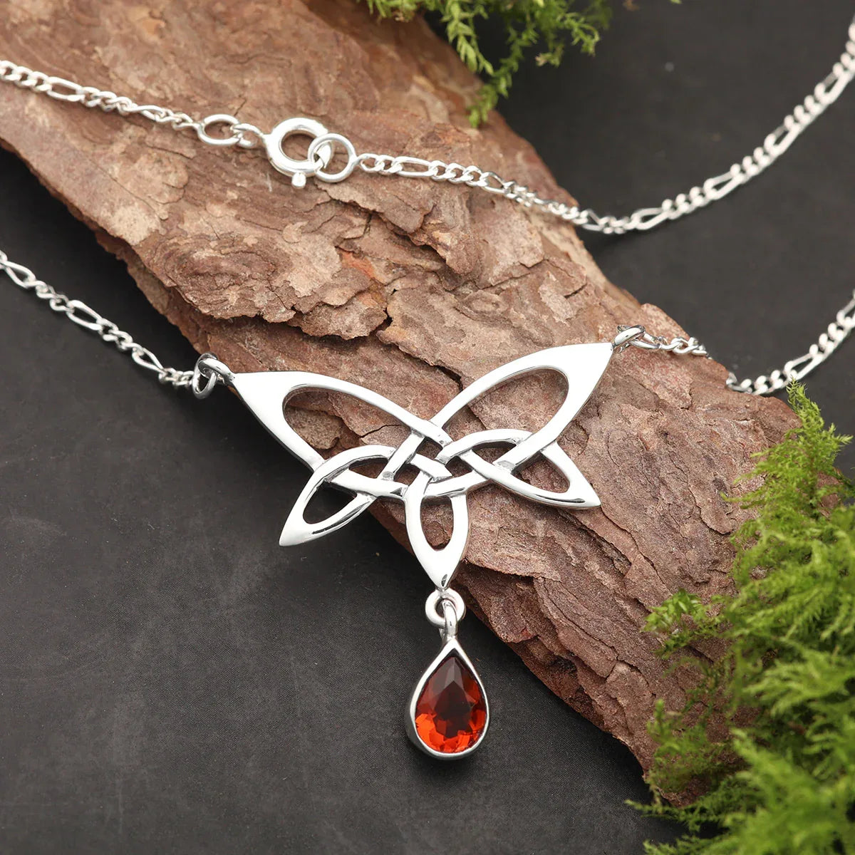 Granat Collier Silber Keltisch Schmuck Halskette