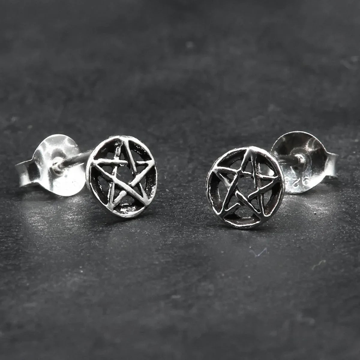 Pentagramm Ohrring  925 Silber Drudenfuß Wicca Ohrstecker Gothic