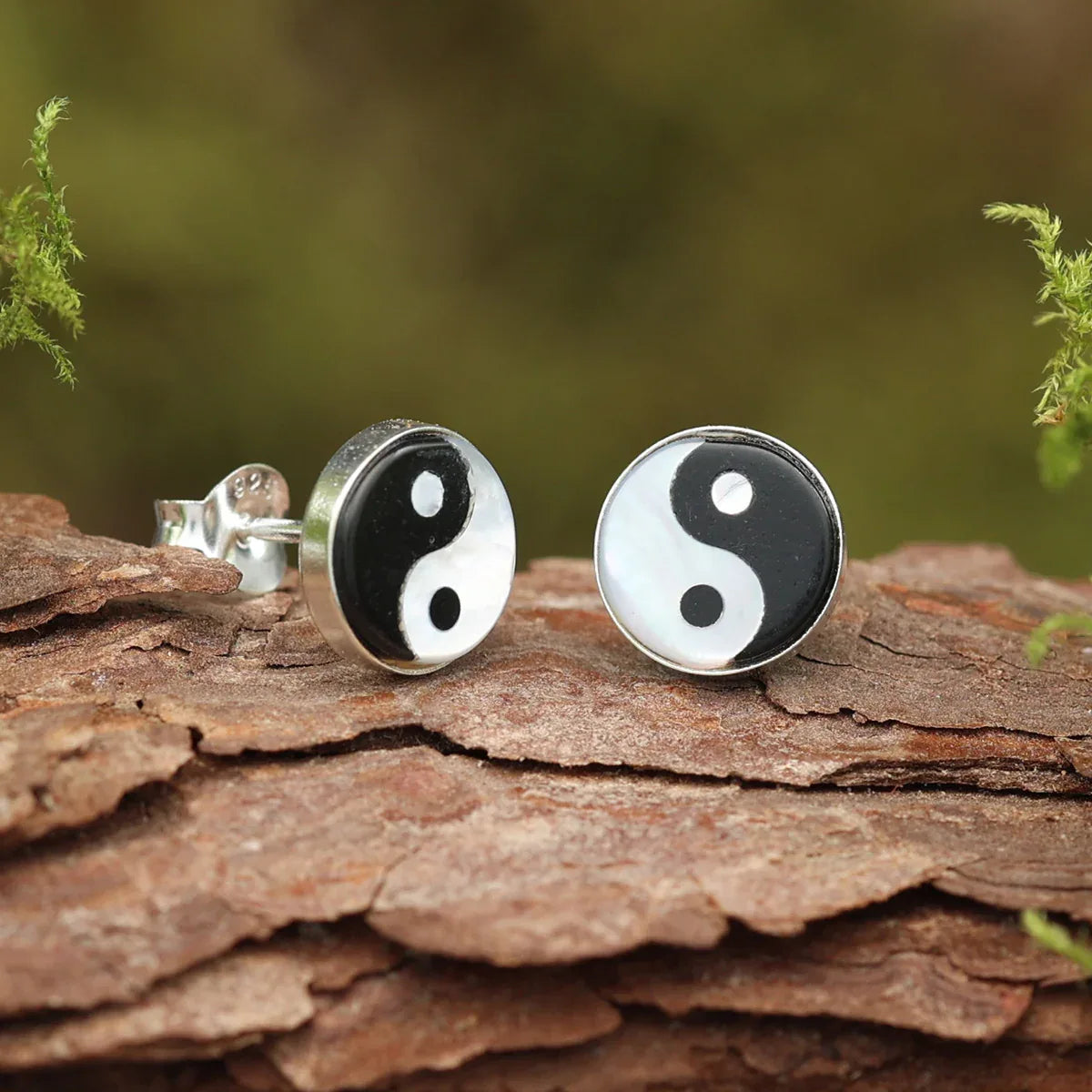 Silber Ohrstecker Jing Jang Ohrschmuck 925 Sterling