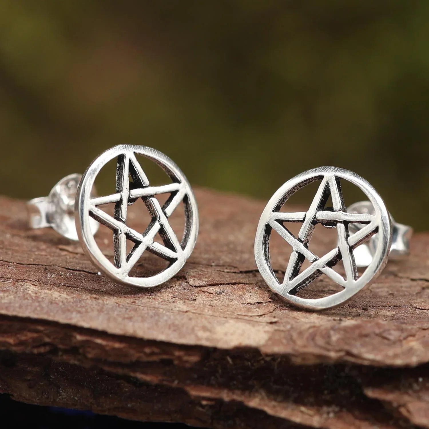 Pentagramm silberne Ohrstecker Sterlingsilber Ohrringe Damen