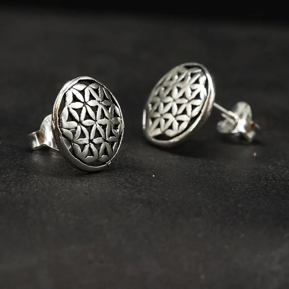 Blume des Lebens 925 Silber Ohrstecker groß Damen Ohrschmuck