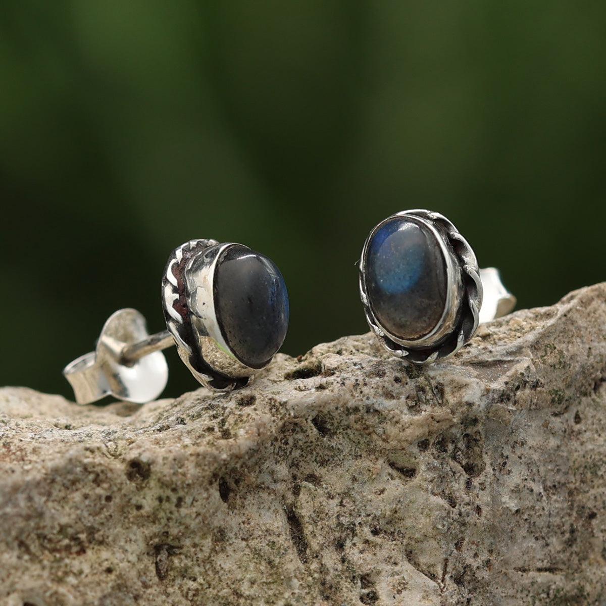 Ohrstecker Labradorit Silber Ohrschmuck edel Ohrring Edelstein