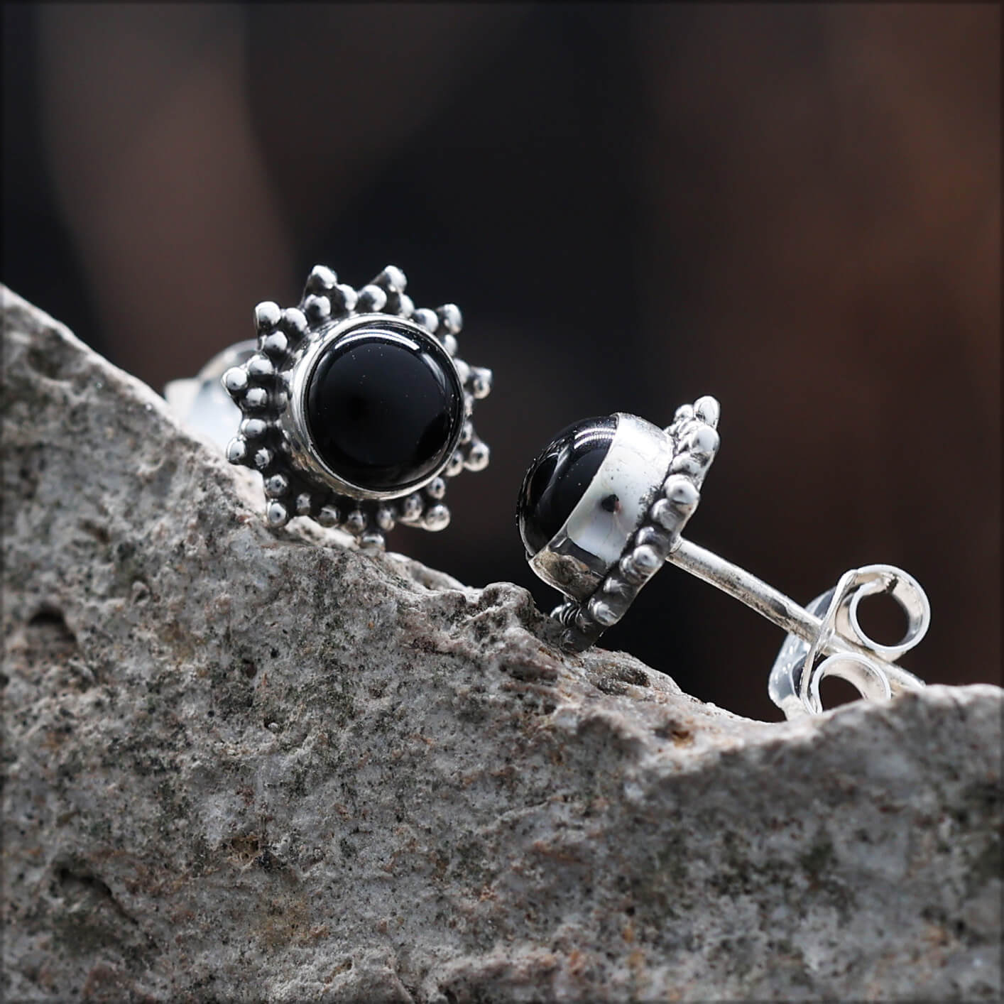 Ohrstecker 925 Silber Onyx Damen Edelstein Ohrringe Steinschmuck 