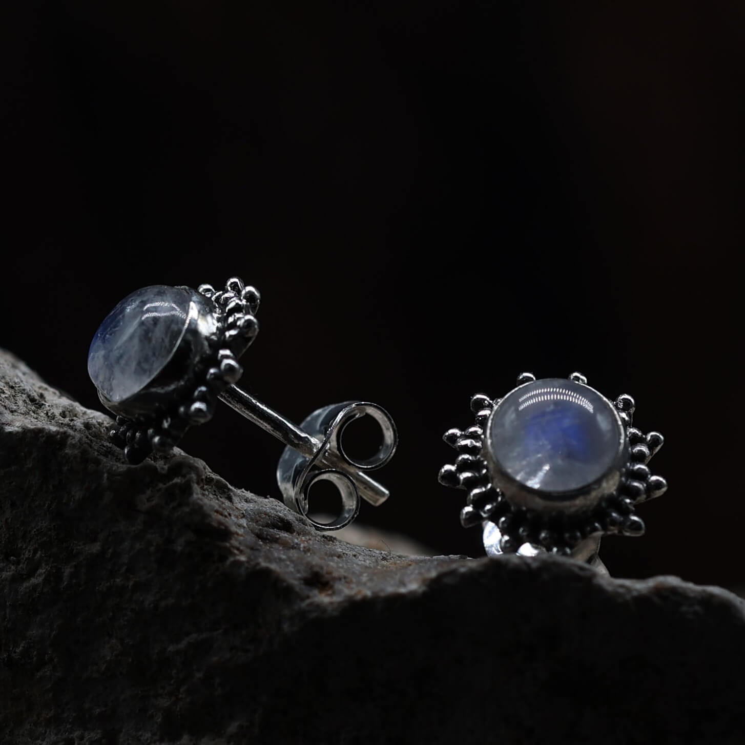 Ohrstecker 925 Silber Mondstein Damen Edelstein Ohrringe Steinschmuck 