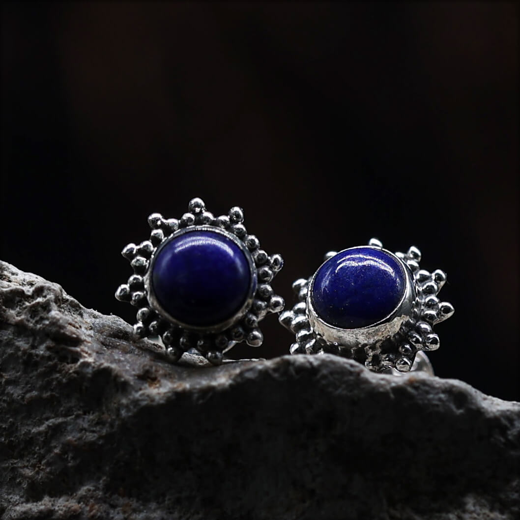 Ohrstecker Lapislazuli 925 Silber Damen Edelstein Ohrringe Steinschmuck 