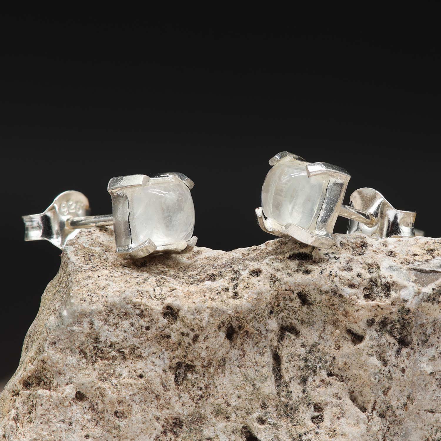 Mondstein Edelstein Ohrringe 925 Silber