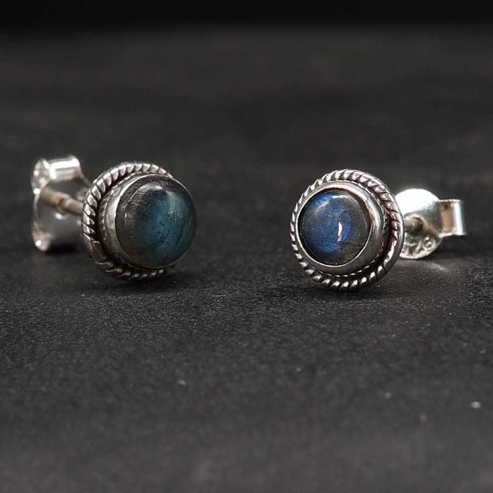 Labradorit Ohrring 925 Silber Schmuck Ohrstecker Damen Edelstein