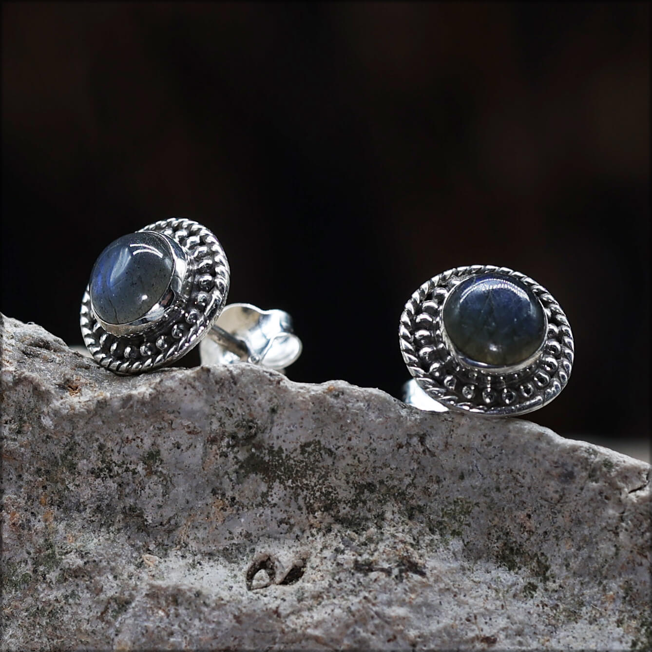 Ohrstecker Labradorit 925 Silber Damen Edelstein Ohrringe Steinschmuck 