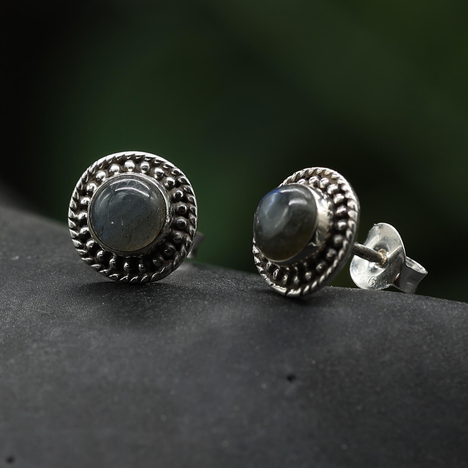 Labradorit Ohrstecker Silber Edelstein Ohrringe Steinschmuck 925