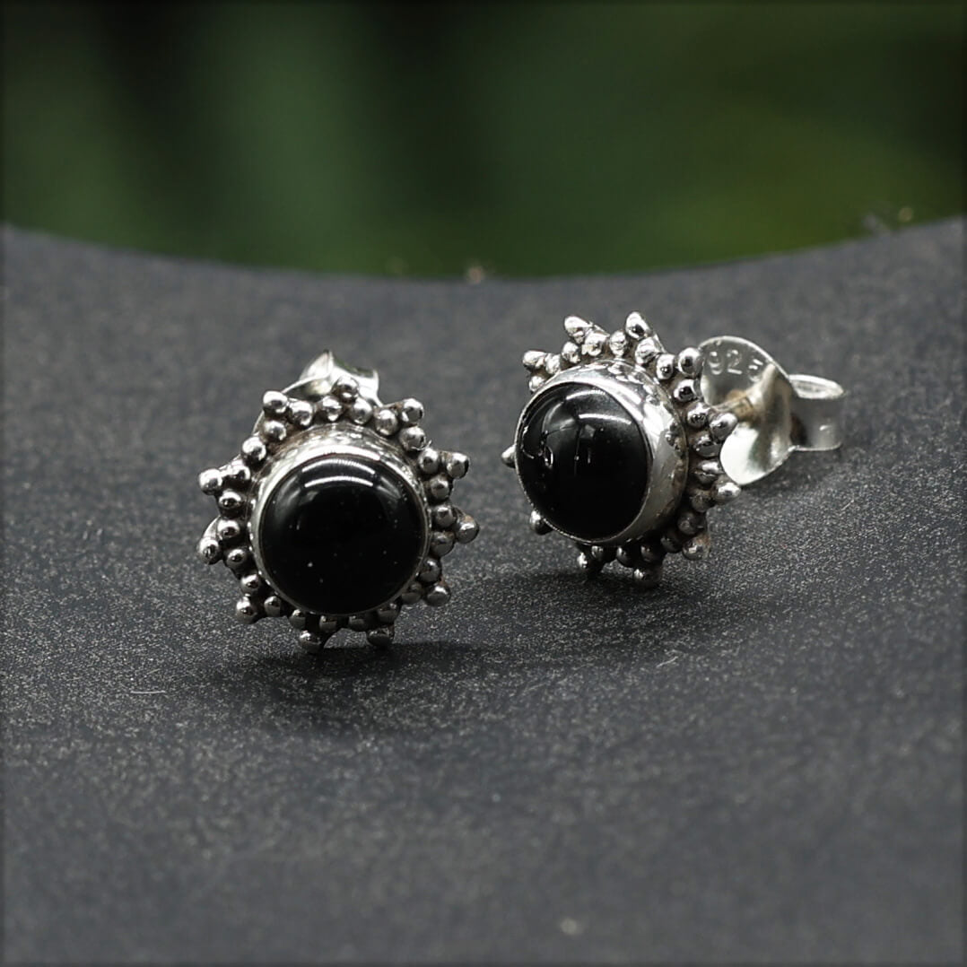 Onyx Ohrstecker Silber Edelstein Ohrringe Steinschmuck 925