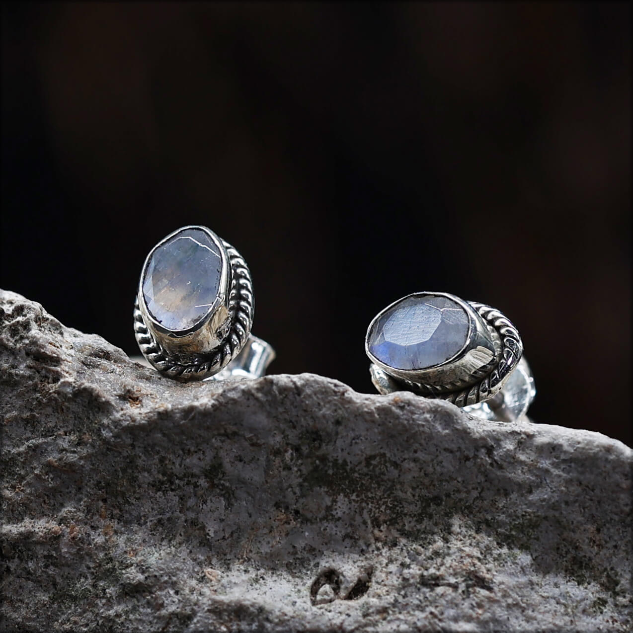 Ohrstecker Mondstein 925 Silber Damen Edelstein Ohrringe Steinschmuck 