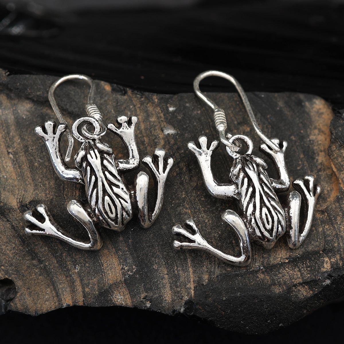 Frösche hängende Ohrringe 95er Silber Ohrschmuck Frosch