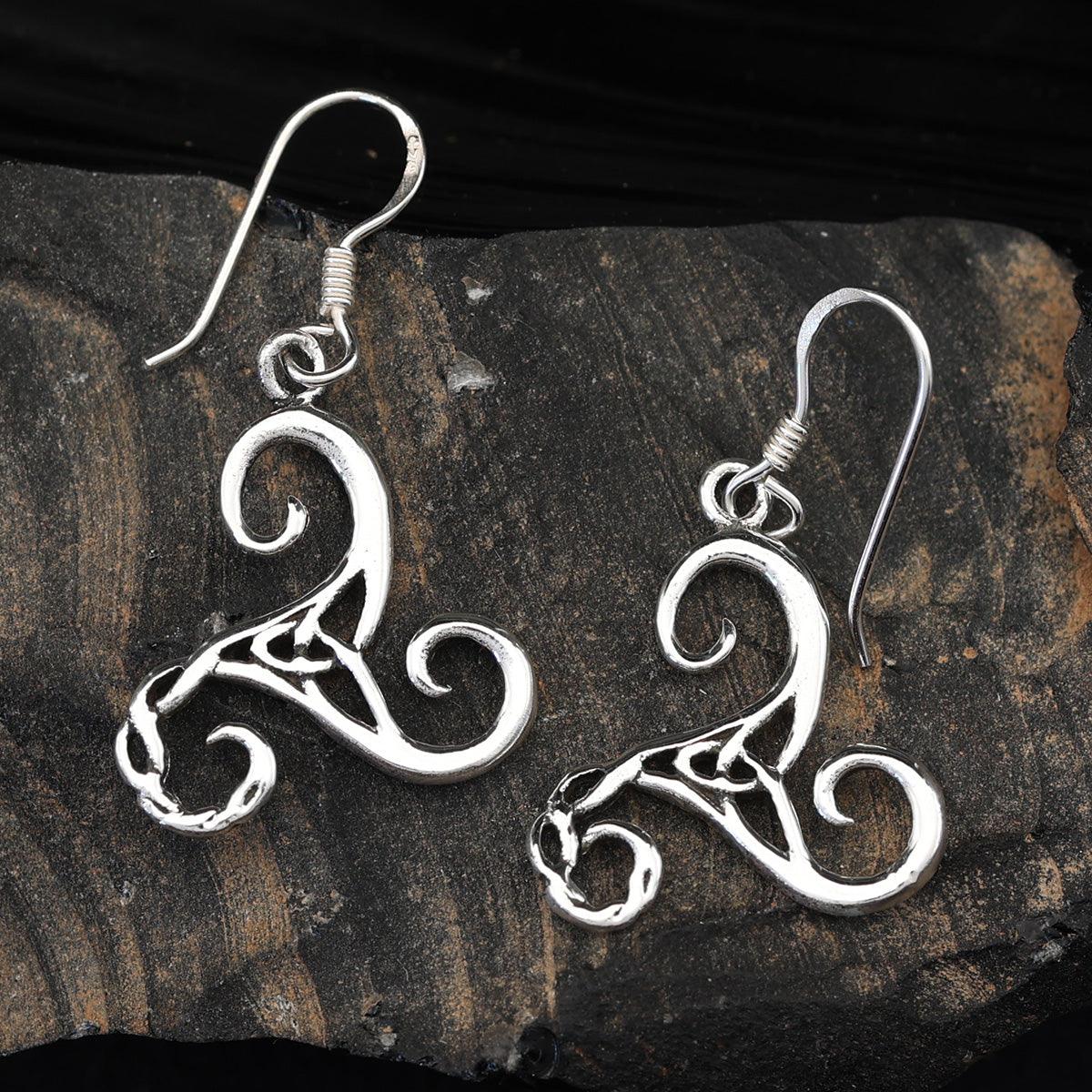 Triskell hängende Ohrringe 95er Silber Ohrschmuck keltisch