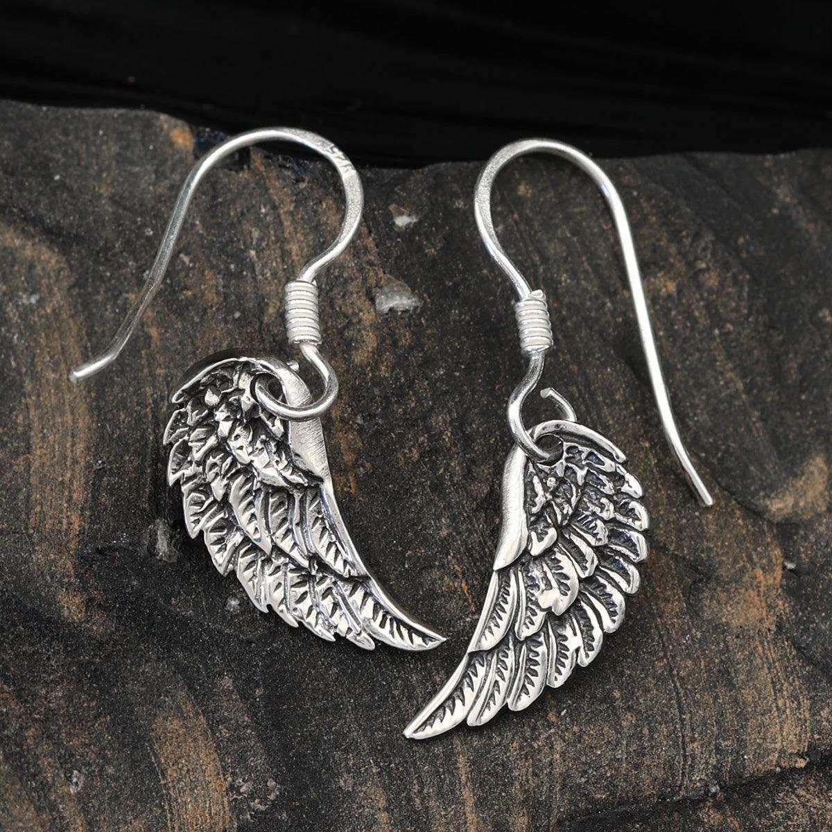Flügel hängende Ohrringe 925er Silber Ohrschmuck Engelsflügel