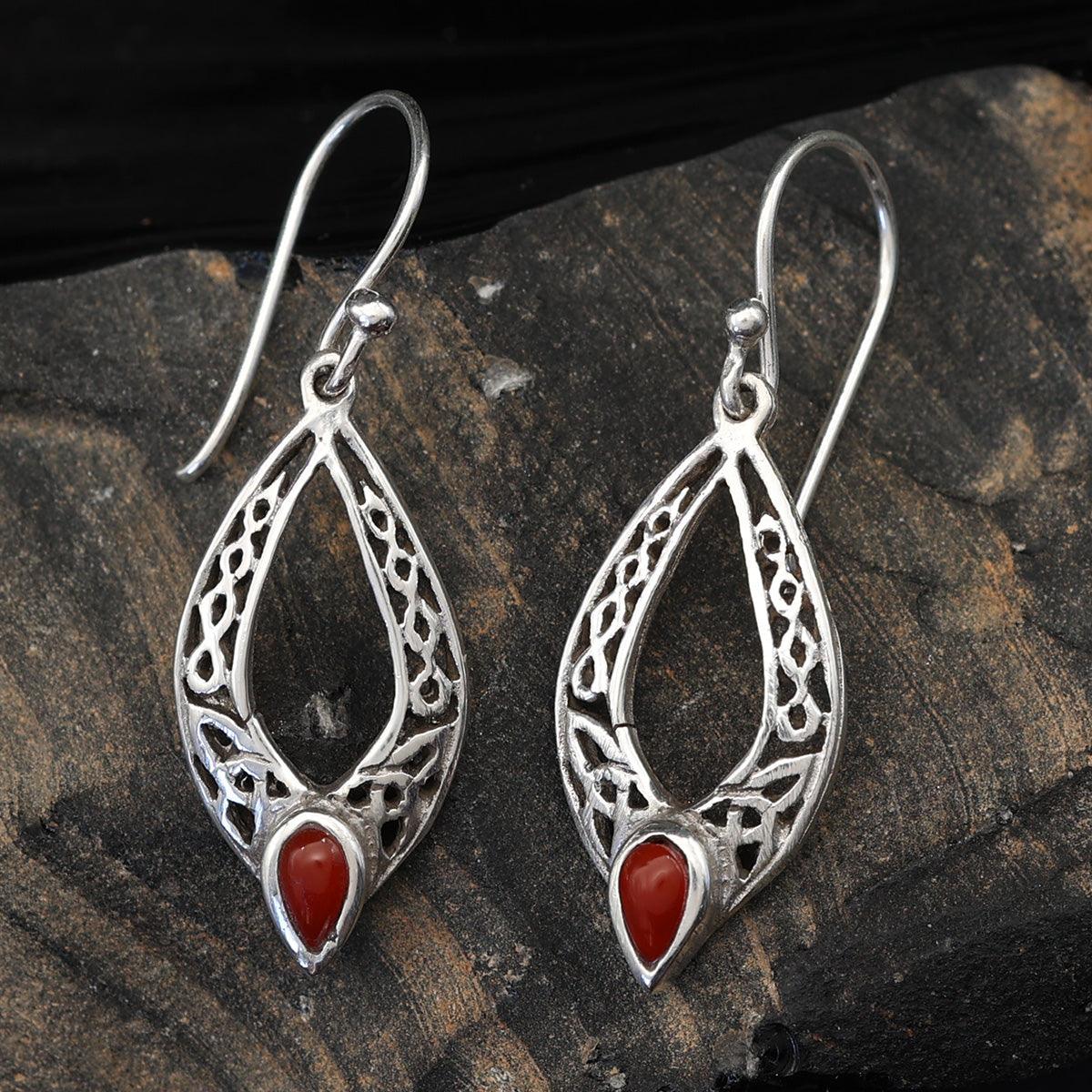 Karneol Ohrringe Ohrschmuck 925 Silber hängend Kelten