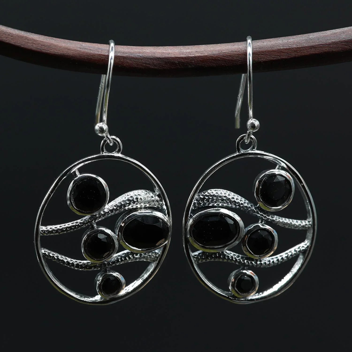 Onyx Ohrschmuck design Hänger 925 Silber