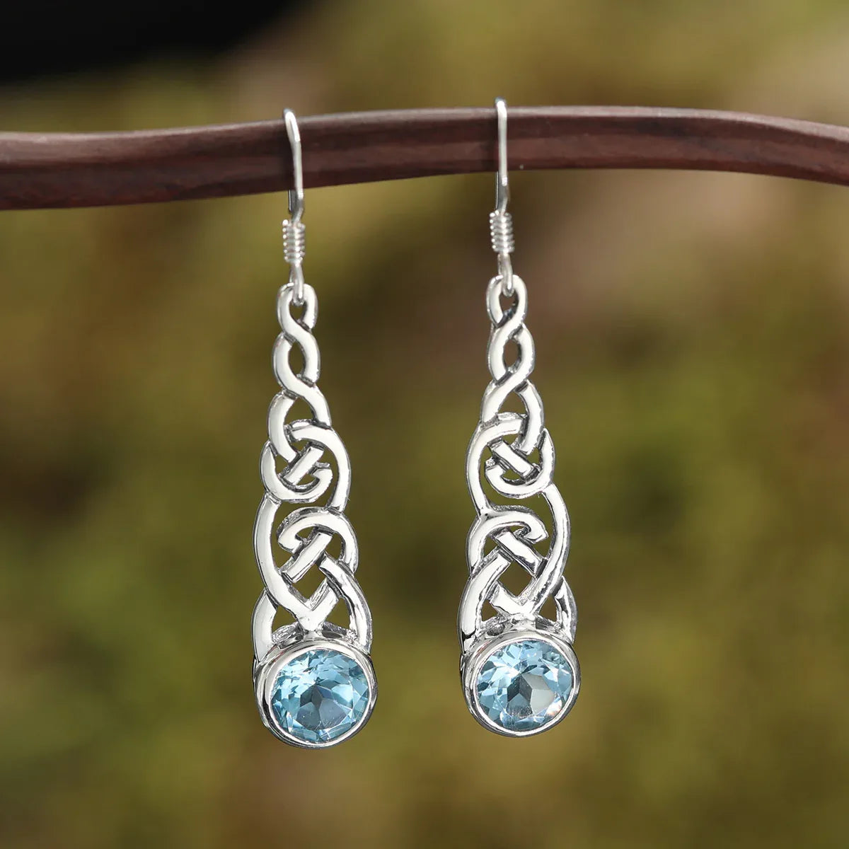 Blauer Topas Ohrring Silber Schmuck Edelstein Ohrhänger