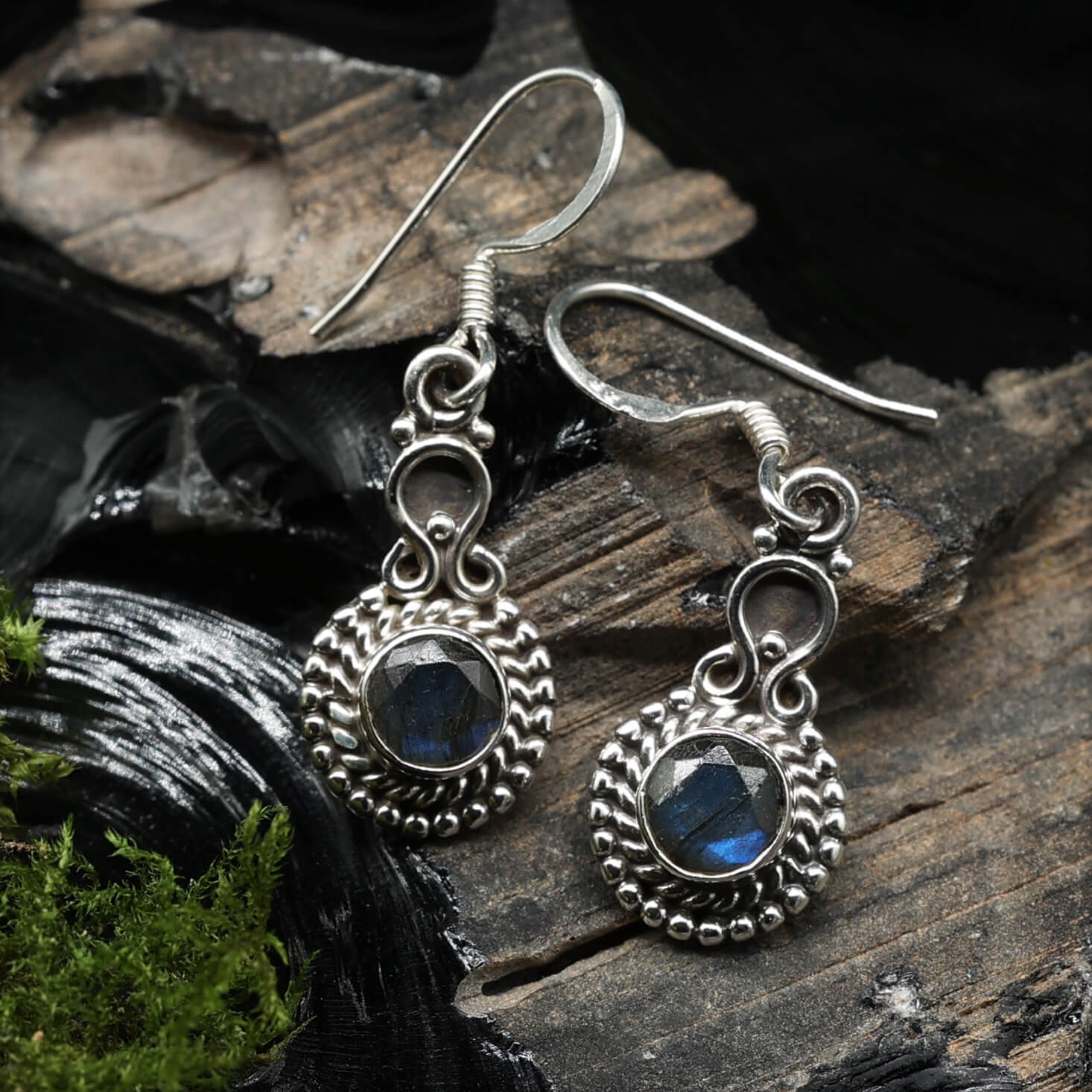 Labradorit Ohrringe Edelstein Ohrschmuck Ohrhänger 925er Silber