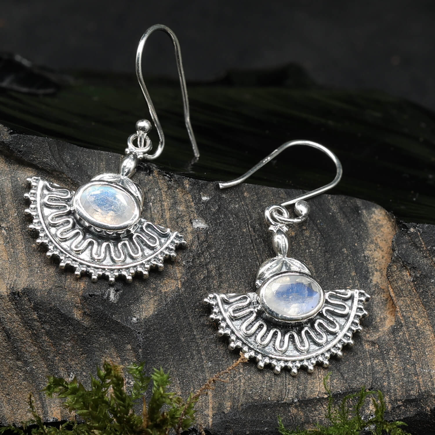 Ohrringe Mondstein Silber Ohrschmuck Steinschmuck Sterlingsilber