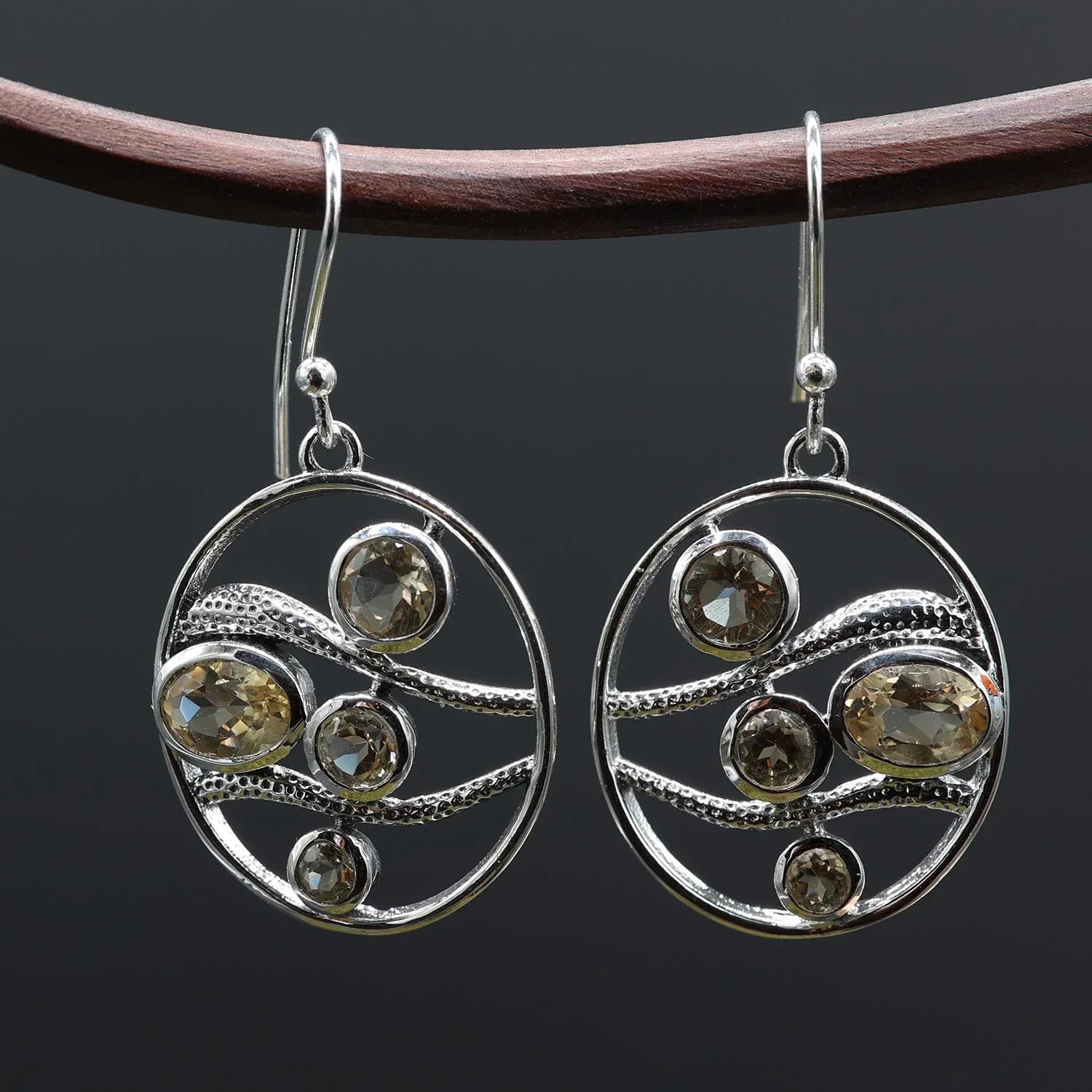 Citrin Ohrschmuck elegant design Ohrhänger 925 Silber