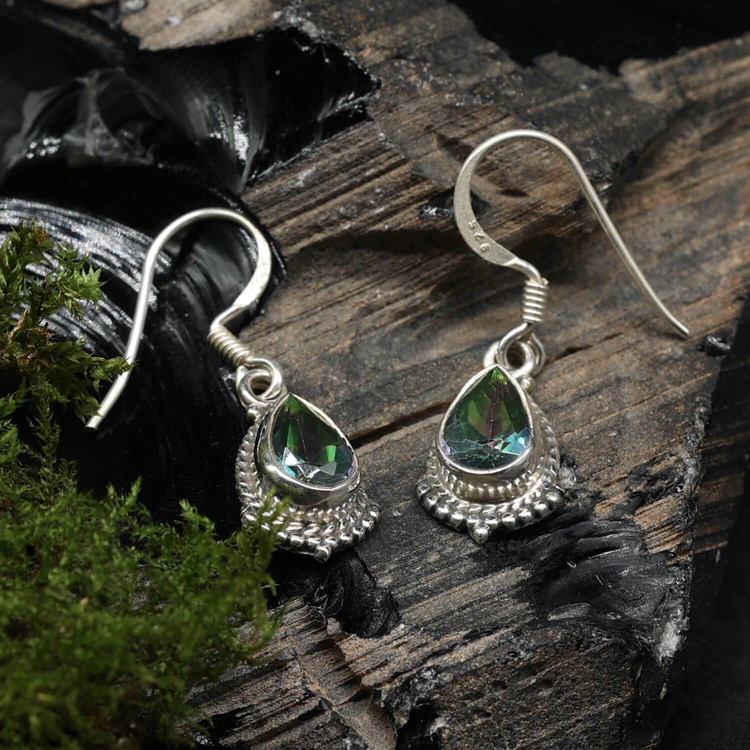 Ohrringe Mystik Quarz zarte Ohrringe Edelstein und 925 Silber