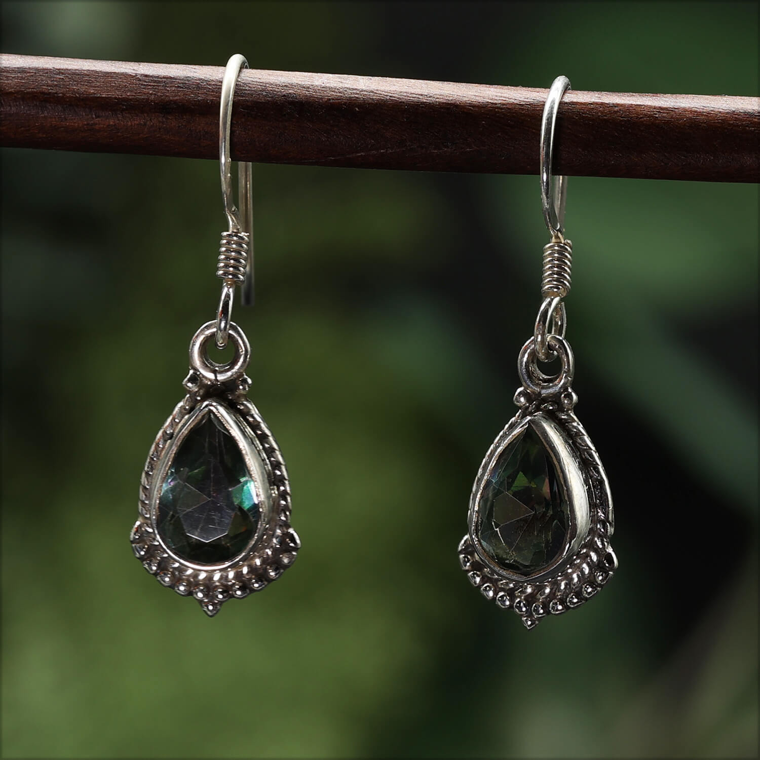 Ohrringe Mystik Quarz zarte Ohrringe Edelstein und 925 Silber