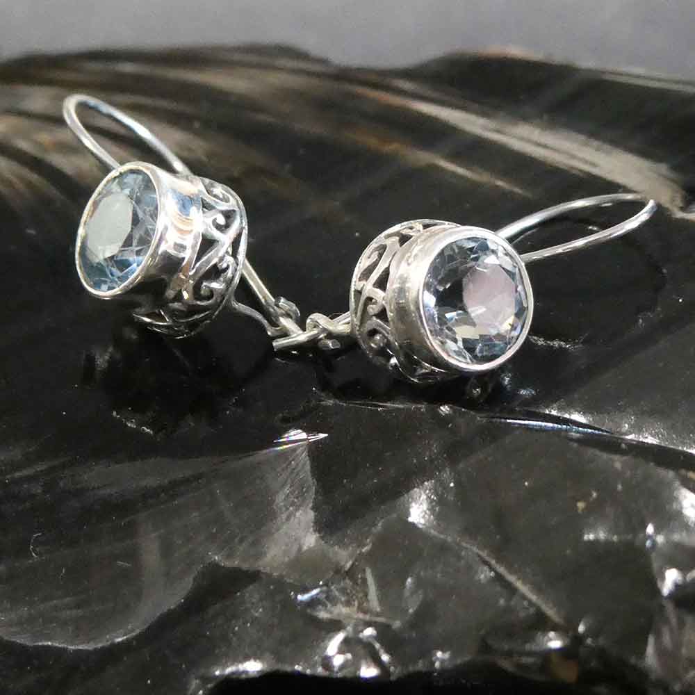 Blauer Topas Stein Ohrhänger Silber 