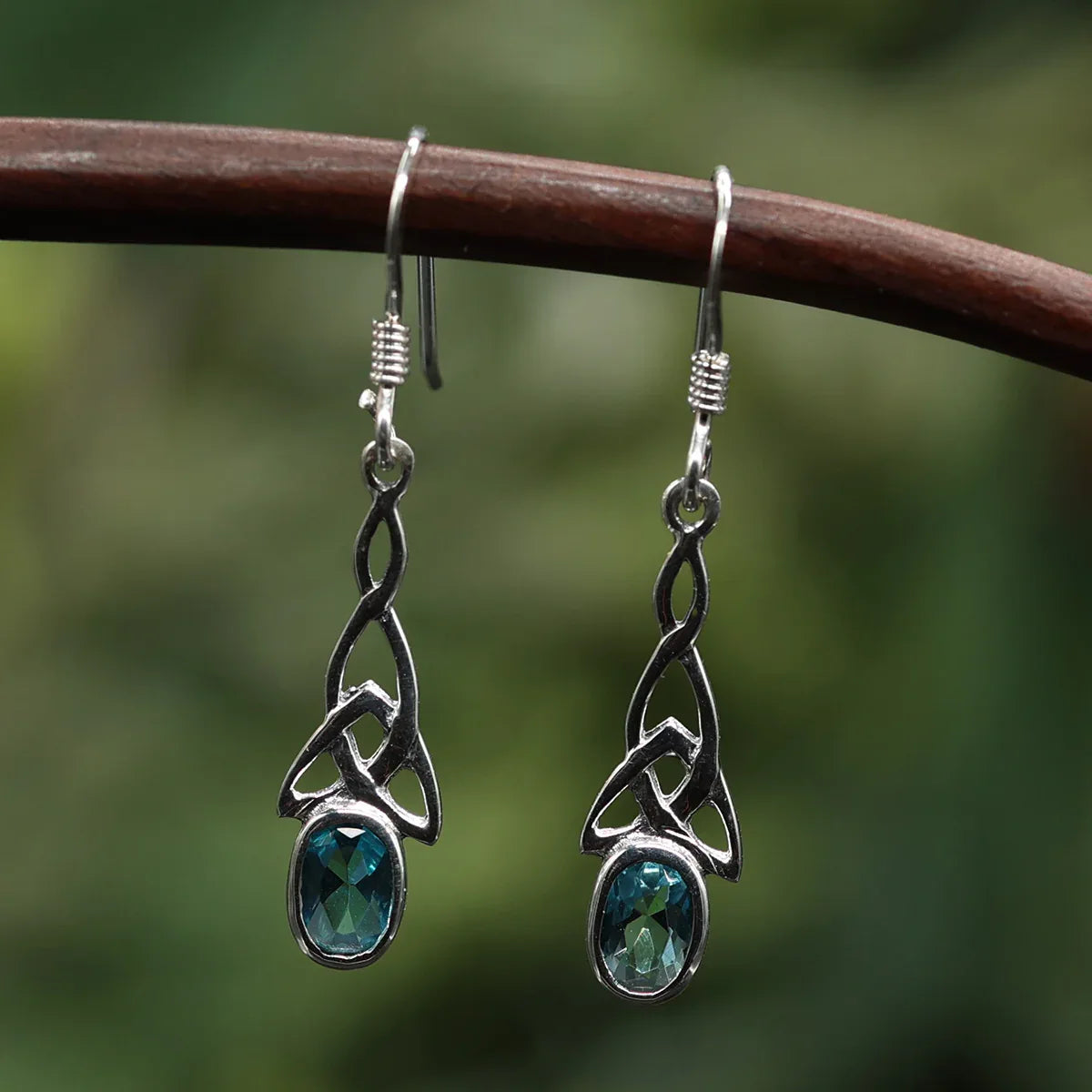 Ohrhänger Silber Edelstein Zirkonia blau Ohrring edler Ohrschmuck