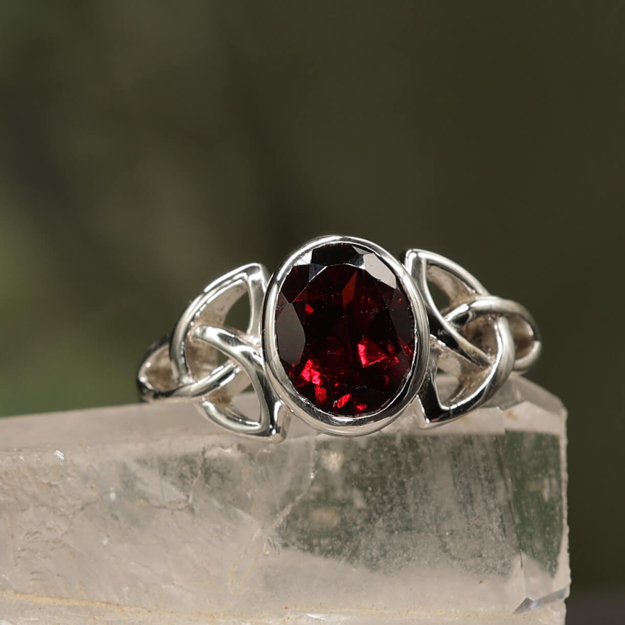 Granat Ring keltisch 925 Silber Damenschmuck Edelstein