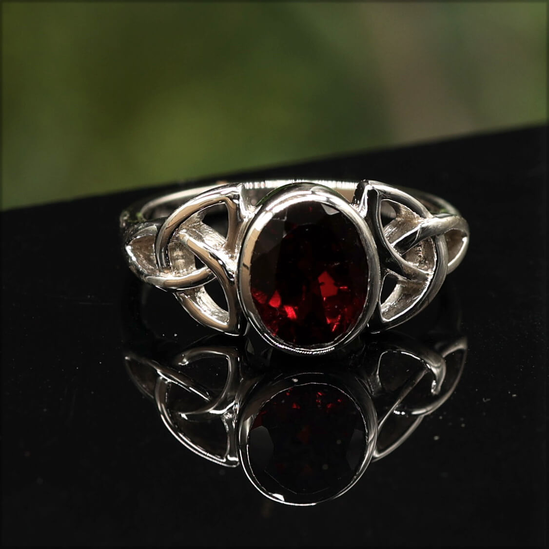 Kelten Ring 925 Silber Damenschmuck Edelstein Granat