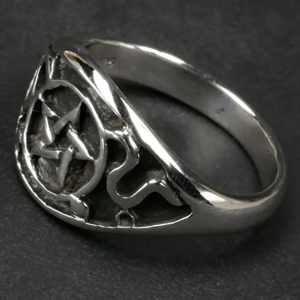Drudenfuß Silberring Wicca massiv Silber