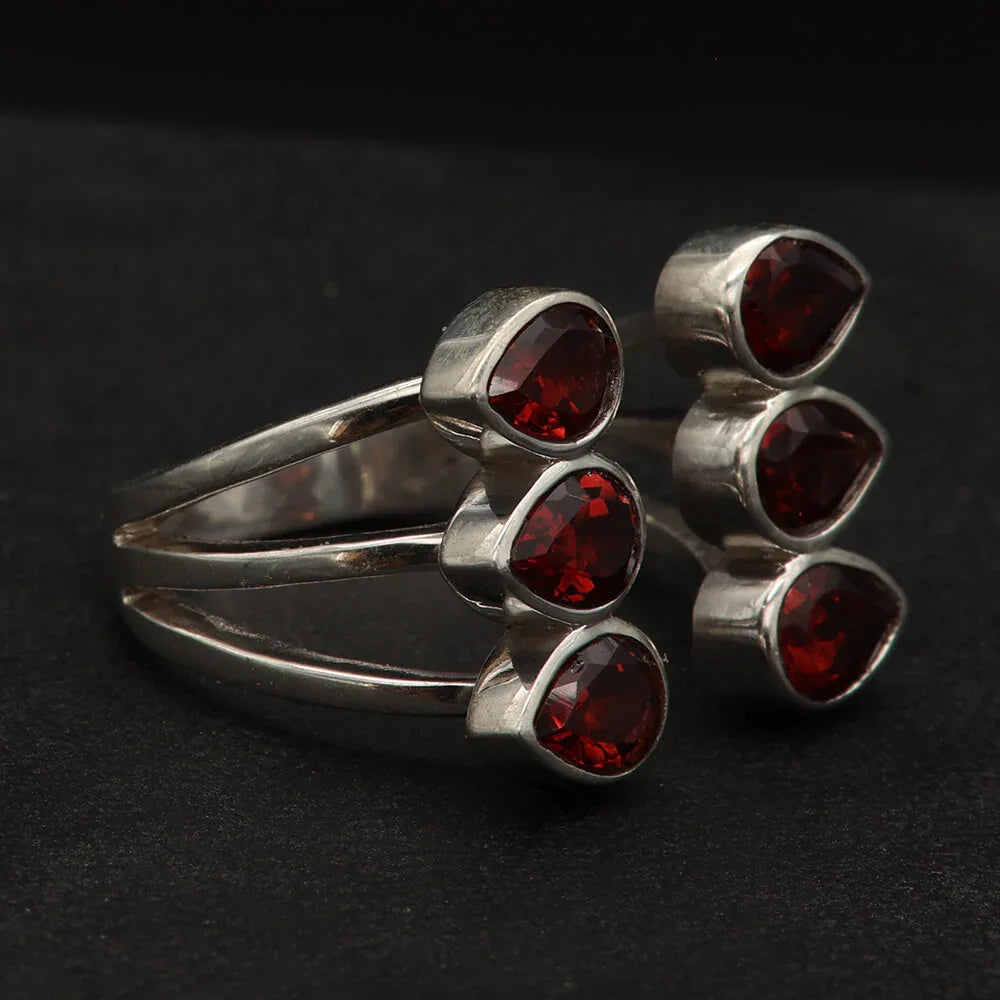 Echter Granat Silberring Designer Schmuck 925 Silber 