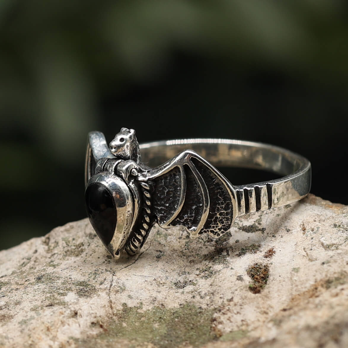 Giftring Fledermaus Ring mit Fach 925 Silber Schmuck