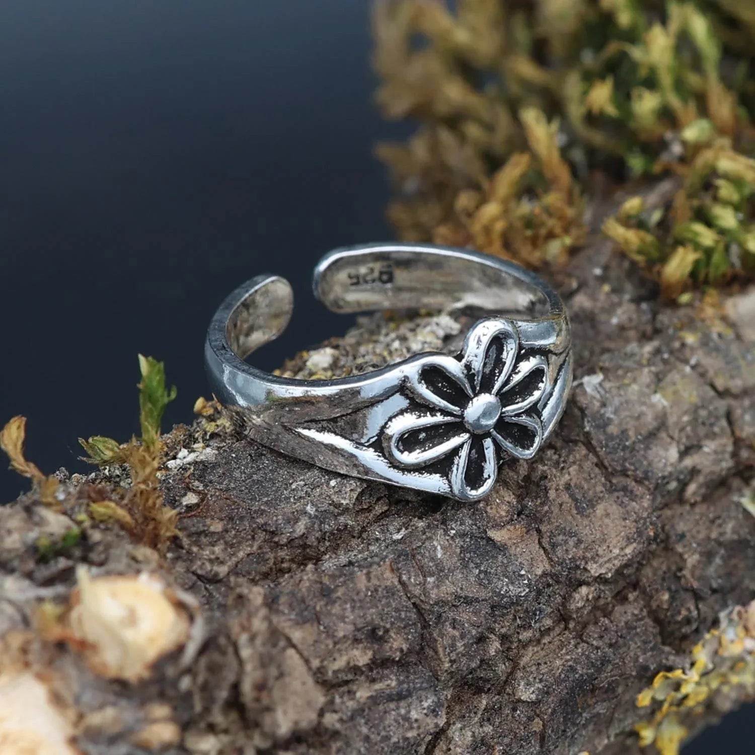 Blümchen Zehenring Silber Sommer Schmuck