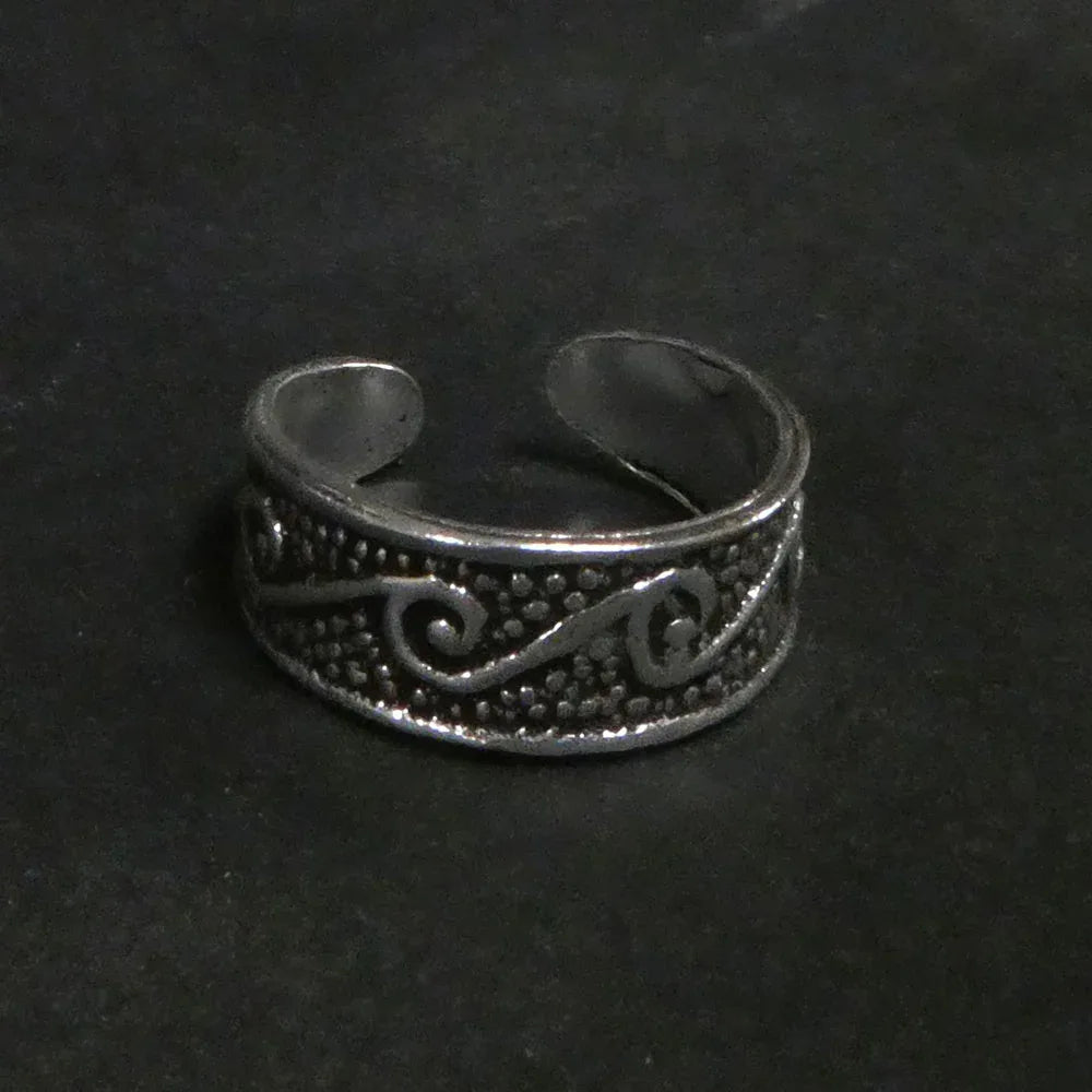 Welle Zehenring Fußschmuck Sommer 925 Silber größenverstellbar
