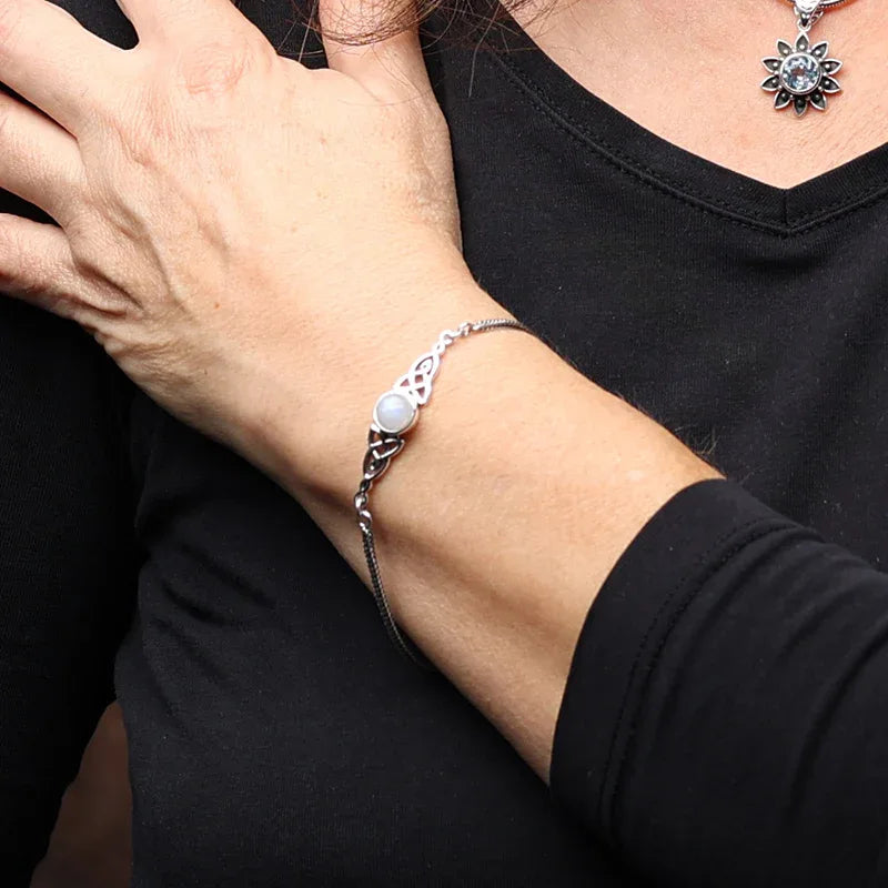 Keltischer Mondstein Armband Silber Armschmuck Edelstein elegant