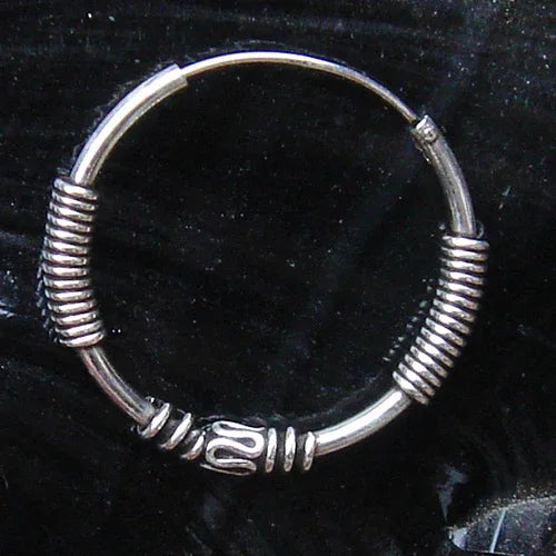 Creole 25mm / 1,6mm  Schlange verziert  925 Silber