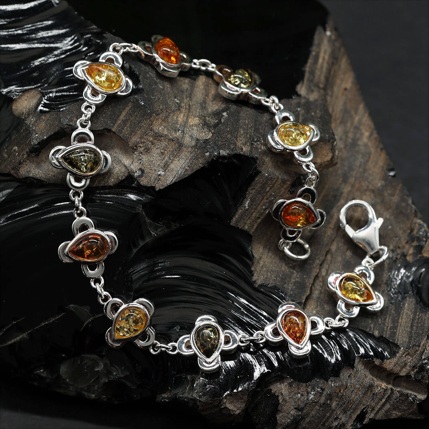 Silber Bernstein Armschmuck Edelstein Armband Schmuck